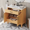 Christopher Knight Home Behram Modern 36" Rattan and Wood Bathroom Vanity with Ceramic Sink and 3 Drawers - 2 of 4