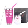 Meant2tobe 12 oz 50th Birthday Gifts for Women Tumblers, White and Pink - 2 of 4