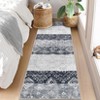 2 x 6 ft Polyester Red Rectangular Hallway Entryway Bathroom Kitchen Geometric Print Farmhouse Machine Washable Runner Rug - 3 of 4