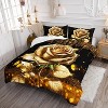 Hachikiko Golden Rose & Butterfly Comforter Set - Romantic Black Gold Bedding with 2 Pillowcases - 2 of 4