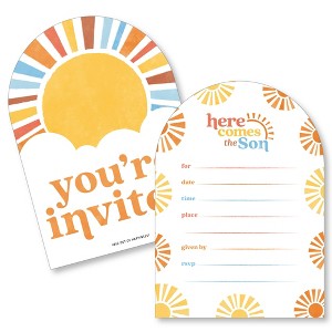 Big Dot of Happiness Here Comes The Son Baby Shower Invitations, Boy Boho Party You're Invited Fill-Ins, Flat Invite Cards with Envelopes - Set of 12 - 1 of 4