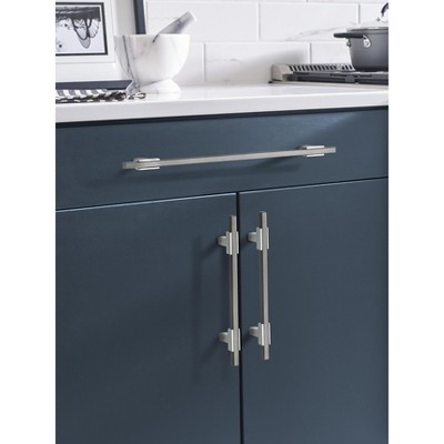 Modern Polished Chrome and Black Chrome Bar Pull with Mounting Hardware