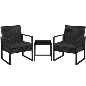Yaheetech 3 Piece Patio Set Modern PE Bistro Furniture Conversation Sets - 1 of 4