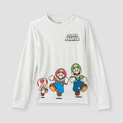 Boys' Nintendo Super Mario Long Sleeve Graphic T-Shirt - Beige XL