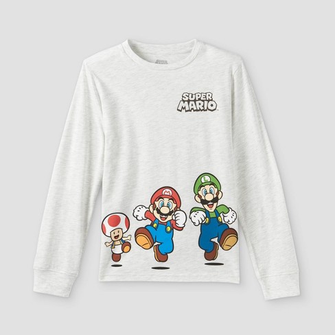 Boys Nintendo Super Mario Long Sleeve Graphic T Shirt Beige Target