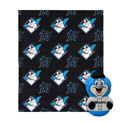 MLB Miami Marlins Mascot Silk Touch Throw Blanket and 11" Plush