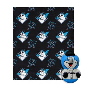 MLB Miami Marlins Mascot Silk Touch Throw Blanket and 11" Plush - 1 of 3