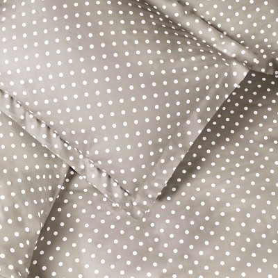 Light Grey Polka Dot Cotton Blend King/California King Duvet Cover Set