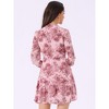 INSPIRE CHIC Women's Summer Floral Layered Tie V-Neck Semi-Sheer Long Sleeve Mini Dress - 4 of 4