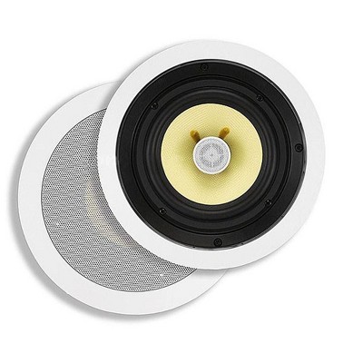 Monoprice Caliber 2-Way Aramid Fiber In-Ceiling Speakers - 6.5 Inch (Pair) Titanium Silk Dome Tweeters