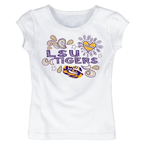 Ncaa Lsu Tigers Toddler Girls' White T-shirt : Target