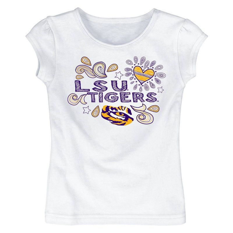 NCAA LSU Tigers Toddler Girls&#39; White T-Shirt, 1 of 2