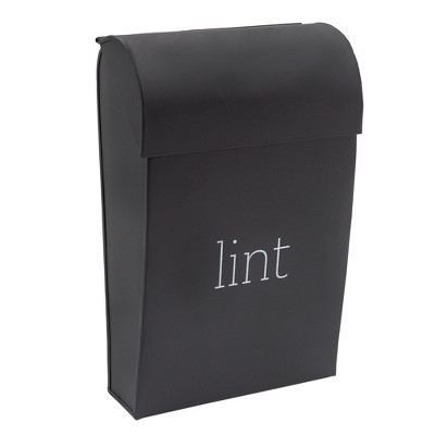 AuldHome Design Black Enamelware Lint Holder Bin; Modern Farmhouse Laundry Room Decor