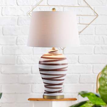 29" Ceramic Joelie Table Lamp (Includes LED Light Bulb) Brown - JONATHAN Y