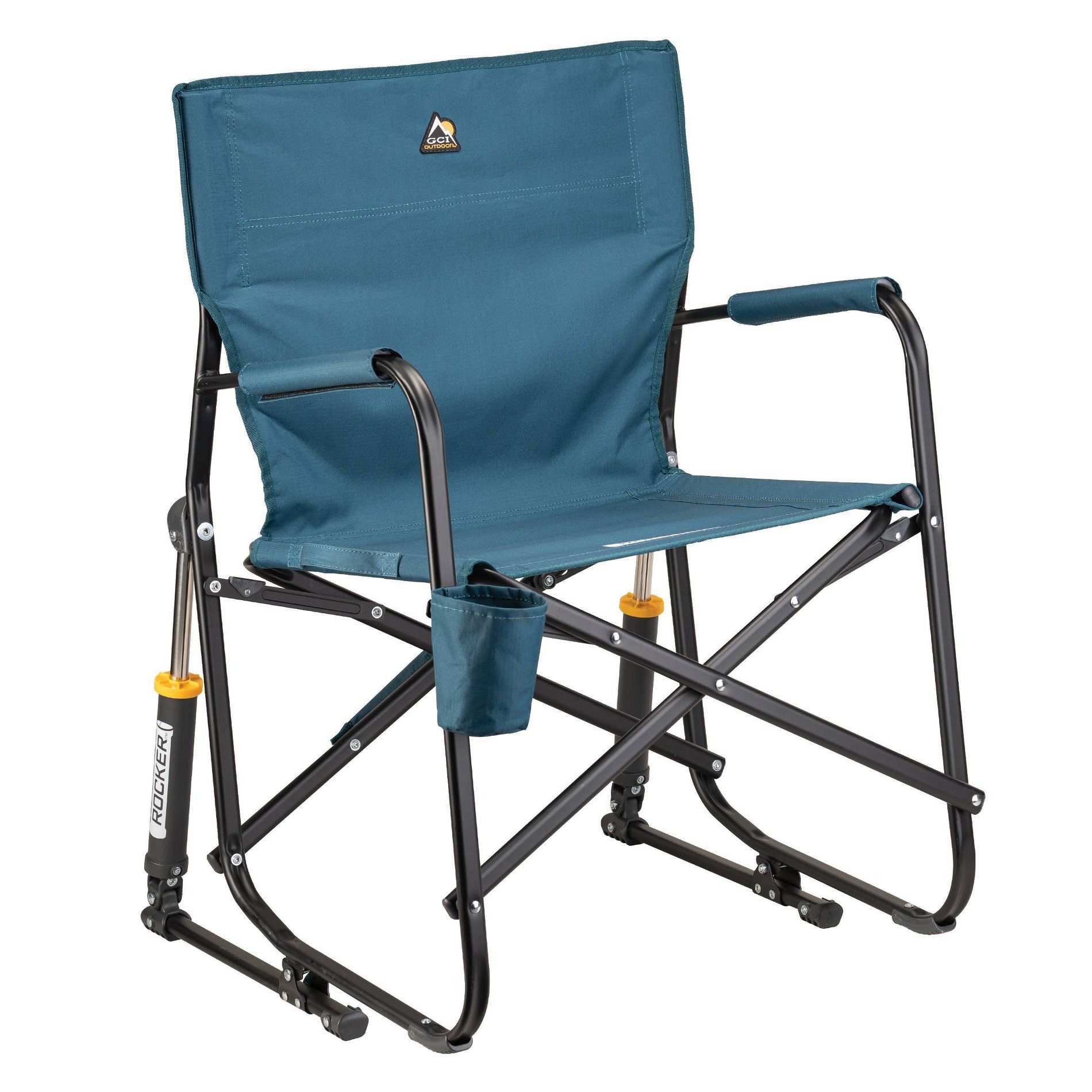 GCI Outdoor Freestyle Rocker Foldable Rocking Camp Chair - Slate: Steel Frame, Portable