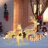 LuxenHome 3-Piece Deer Family Outdoor Holiday Decoration Set with Lights and Timer White, Red - 2 of 4