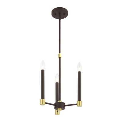 Karlstad Bronze and Satin Brass 3-Light Chandelier