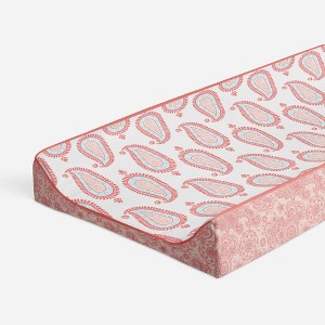 Bacati - Sophia Paisley Aqua/Coral Paisley Changing Pad Cover - 1 of 4