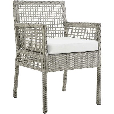 Modway Aura Outdoor Patio Wicker Rattan Dining Armchair - Gray White