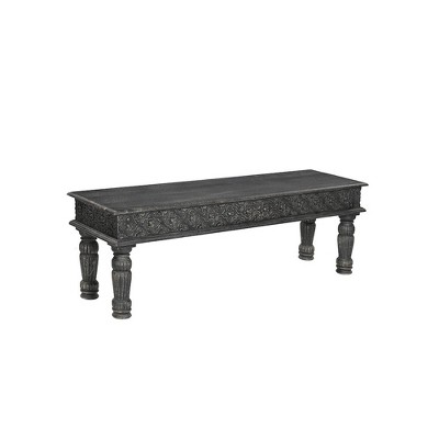Taran Designs,Eldris 58" Carved Solid Wood Dining Bench