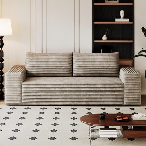 VASIP 63" Corduroy 2-Seater Compression Sofa,Deep Seat  Loveseat, No Assembly Required,For Living Room, Bedroom, Apartment & Office,Black - 1 of 4