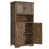 Bathroom Cabinet, Freestanding Floor Linen Storage Cabinet, Kitchen Pantry Storage Cabinet with Glass Doors & Adjustable - 3 of 4