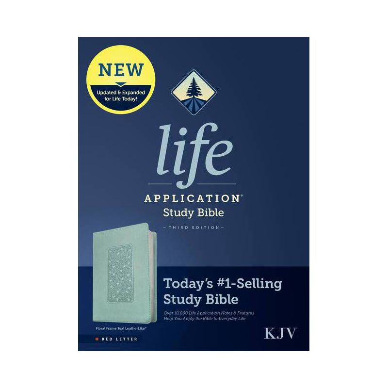 KJV Life Application Study Bible, Third Edition (Leatherlike, Floral Frame Teal, Red Letter) - (Leather Bound), 1 of 2