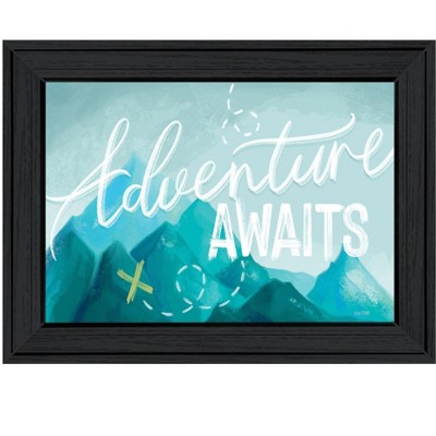 HomeRoots Adventure Awaits Black Framed Print Wall Art