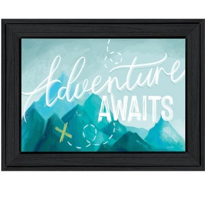 HomeRoots Adventure Awaits Black Framed Print Wall Art - 1 of 3