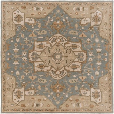 Mark & Day Roblin 8'x8' Square Tufted Indoor Area Rugs Medium Gray: Handmade Wool, Stain-Resistant, Traditional Decor