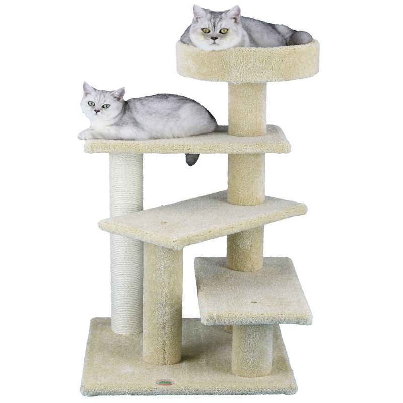 Go Pet Club 40" Premium Carpeted Cat Tree Scratcher Furniture LP-837 - Beige, 1 of 3