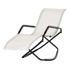Resenkos Outdoor Folding Rocking Chair, Foldable Chaise Lounge Pool Chair, Zero Gravity Lounge Chair With Armrests for Sun Tanning, Cream White - 2 of 4