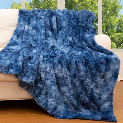 Cheer Collection Ultra Soft Faux Fur Throw Blanket - Blue