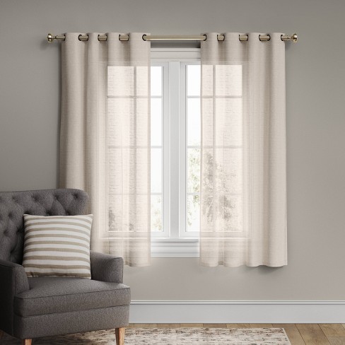 54x84 Light Filtering Textured Weave Window Curtain Panel Off White -  Threshold™