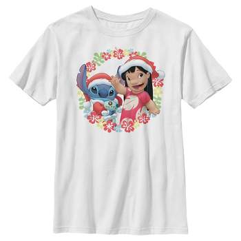 Girl's Lilo & Stitch Christmas Greetings T-shirt - White - Large : Target