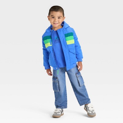 Baby Boys' Colorblock Striped Heavyweight Puffer Jacket - Cat &amp; Jack