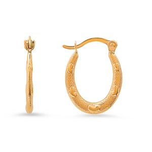 10k Gold Petite U Shaped Heart Huggy Hoop Earrings - 1 of 4
