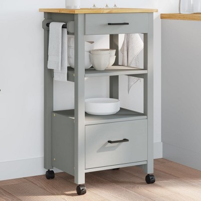 vidaXL Kitchen Trolley MONZA 18.9 in.x15.7 in.x35.4 in. Solid Wood Pine
