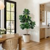 Garvee 4/5/6/7FT Fiddle Leaf Fig Tree Artificial with Leaves - Realistic Faux Ficus Lyrata Trees in Grey Planter Pot, Indoor Fake Floor Plants - 2 of 4