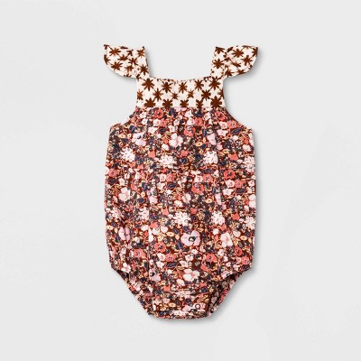 Image of Baby Girls' Floral Patch Romper - Cat & Jack™ Pink Newborn