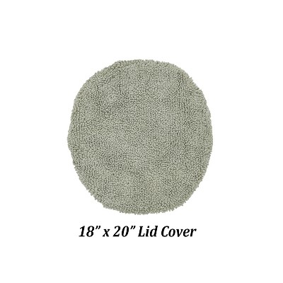 Dark Sage Cotton Tufted Non-Slip Toilet Lid Cover 18" x 20"