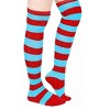 Striped Patterned - Over the Knee - Socks from the Sock Panda (Women's Sizes Adult Medium) - Light Blue and Red - 2 of 3