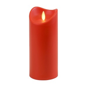 Lumabase Battery Operated 9" Red Pillar Candle with Moving Flame - 1 of 4