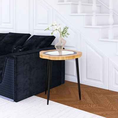 NicBex Modern 20" Small Coffee Table,Side Table with MDF Top,Multi-Functional End Table with Metal Legs,Center Table for Living Room,Black+Neutral
