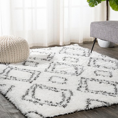 X6 Rectangle Loomed Geometric Area Rug, Gray And White Area Rug