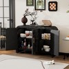 VYNXARIA Retro Minimalist Curved Sideboard with Gold Handles and Adjustable Dividers for Living Room or Dining Room (Antique Black) - 3 of 4
