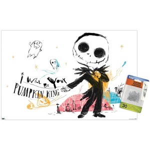 Trends International Disney Tim Burton's The Nightmare Before Christmas - Ink Pumpkin King Unframed Wall Poster Print Clear Push Pins Bundle 14.725" x - 1 of 4