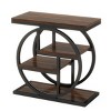 Syemin End Tables Industrial 4-Tier Narrow End Table with Storage Shelves, Rustic Slim Sofa Side Table for Living RooM, Brown, 25.59"*11.81"*26.18" - 2 of 4