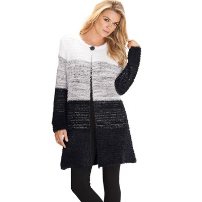 Roaman's Women's Plus Size Ombre Eyelash Cardigan Sweater