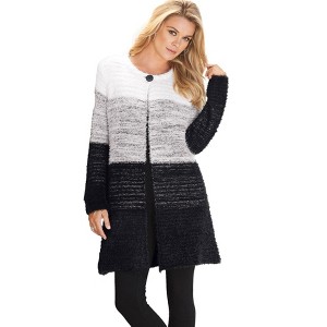 Roaman's Women's Plus Size Ombre Eyelash Cardigan Sweater - 1 of 4